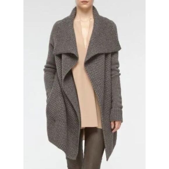 VINCE Honeycomb Yak And Wool Sweater Cardigan Jacket Waffle-Knit Women’s Size M - Picture 2 of 11